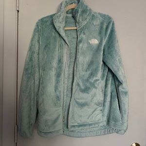 Fuzzy blue north face zip up